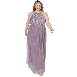 Maya Deluxe Damen Womens Ladies Bridesmaid Maxi Dress Halter Neck Sequin Embellished Prom Graduation Wedding Brautjungfernkleid, Moody Lilac, 28 von Maya Deluxe