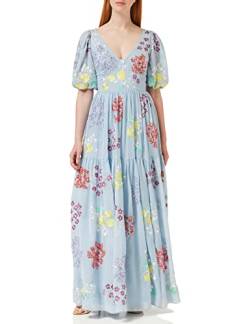 Maya Deluxe Damen Womens Maxi Dress Ladies V Neck Open Back Cape Sleeve Dress for Wedding Guest Bridesmaid Summer Prom Ball Occasion Kleid, Blue, von Maya Deluxe