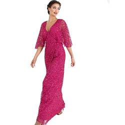 Maya Deluxe Damen Womens Maxi Ladies Sequin Embellished Wrap A-Line Dress for Wedding Guest Bridesmaid Evening Prom Ball Occasion Kleid, Fuchsia, 44 von Maya Deluxe