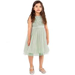 Maya Deluxe Mädchen Paillettenverziertes Hochzeit und Geburtstag Festlich mit Bandschleife Brautjungfernkleid Kleid, Green Lily, 11 Years von Maya Deluxe