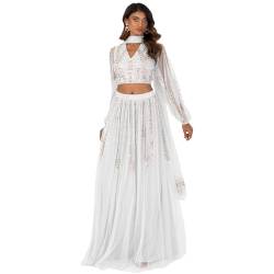 Maya Deluxe Women's Indian Traditional Dress Women Outfit Choli Lehenga Saree Skirt and Top Dupatta Coord Set for Wedding Guest Lengha, Grey Gold, 14 von Maya Deluxe
