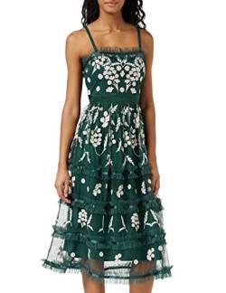 Maya Deluxe Women's Ladies Womens Summer Embroidered Midi Floral Straps High Waist A Line Cut Everyday Casual for Wedding Guest Prom Dress, Emerald Green, 38 von Maya Deluxe
