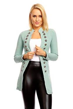 6062 Damen Jacke Blazer Admiral Uniform Mantel mit Military Knopfleiste (S, Mint) von Mayaadi