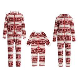 Familie Christmas Pyjamas Passende Sets Hoodie Pyjamas Reißverschluss Schneeflocke Print Plüsch Strampler Urlaub Einteilige Nachtwäsche (Männer, L) von Mayber