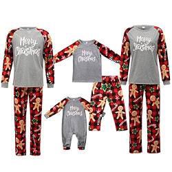 Weihnachten Passende Familie Pyjama Set Lebkuchenmann Gedruckt Pjs Top und Hosen Overall Nachtwäsche Schlafanzüge Outfits (Mama, XL) von Mayber