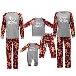 Weihnachten Passende Familie Pyjama Set Lebkuchenmann Gedruckt Pjs Top und Hosen Overall Nachtwäsche Schlafanzüge Outfits (Papa, XL) von Mayber