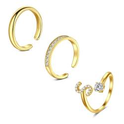 Mayhoop Gold Toe Rings für Frauen Mädchen Chirurgenstahl Verstellbare offene Zehenringe Schwanz Ring Finger Ringe Knuckle Ring von Mayhoop