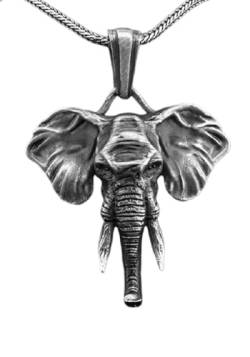 Elefantenkopf-Anhänger, Gotisch-Elefant-Halskette Für Männer, Elefanten-Tier-Halskette Aus Reinem Zinn Punk-Elefant-Kopf-Schmuck, Glückliche Elefanten-Tier-Amulett-Anhänger-Halskette Für Jungen von MayiaHey