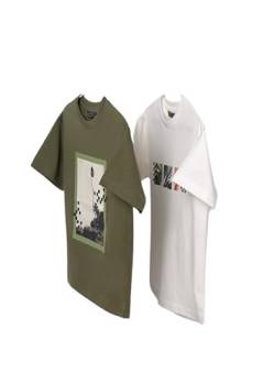 Kurzarm-T-Shirt für Kinder, 2er-Pack, 100 % Baumwolle, gestreiftes Kinder-T-Shirt, Weiß, Grün, Geschenkkleidung, für Kinder und Jugendliche von 8 Jahren bis 16 Jahren, Dschungel, 8 Jahre von Mayoral