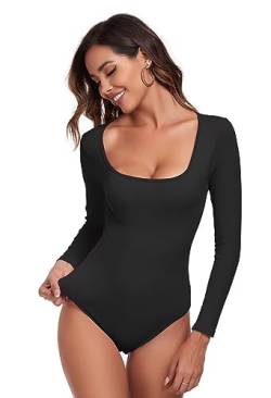 Mayround Damen Bodysuit Quadratischer Ausschnitt Langarm Oberteil Elegant Langarmbody für Frauen Formende Bodys Tops Für Frauen von Mayround