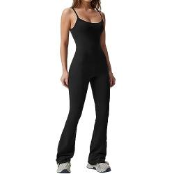 Mayround Flare Jumpsuits für Frauen Bodysuit Einteiliger Ganzkörperanzug Riemen Rundhalsausschnitt Bodycon Gerades Bein Weites Bein Jumpsuit von Mayround