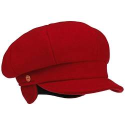 Mayser Camilla Ballonmütze mit Ohrenklappen Earflaps Wollcap Wintermütze Damenmütze Mütze Damen - Made in The EU Wintercap Schirm, Ohrenklappen, Futter, Futter Herbst-Winter - S (54-55 cm) rot von Mayser