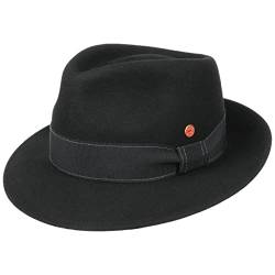 Mayser Manuel Bogarthut Fedora Filzhut Herrenhut Damen/Herren - Made in The EU Wollfilzhut mit Ripsband Frühling-Sommer Herbst-Winter - 58 cm schwarz von Mayser