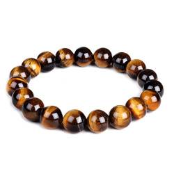 Mayting 10 mm Natürliches Tigerauge-Armband, Elastische Yoga-Edelsteine, Heilende Energie, für Männer und Frauen, Stretch-Armband, Geschenk für ihn, Freund, Ehemann, Vater von Mayting