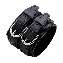 Mayting Lederarmband für Herren und Damen, Mode, Zweireihig, Gürtelmanschette, Punkrock, Verstellbar, Breites Armband (C) von Mayting