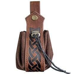 Tragbare Hüfttasche Mittelalterliche Kunstleder Kordelzug Gürtel Tasche Renaissance Faire Kostüm Zubehör LARP Vintage Viking Gürtel Tasche (A) von Mayting