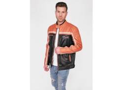 Lederjacke MAZE "4202191" Gr. XL, schwarz (black, orange) Herren Jacken Übergangsjacken von Maze