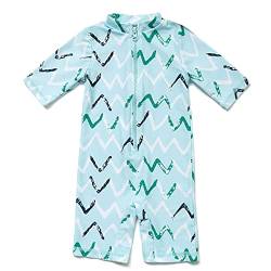 Mazuliso Baby Junge Badeanzug UV-Schutz 50+ EIN stück Kurzärmel Sonnenanzug MIT Einem Reißverschluss(Blau1,74-80 cm) von Mazuliso