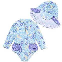 Mazuliso Baby Mädchen Badeanzug UV EIN stück Langeärmel MIT Einem Reißverschluss(Blau,92-98 cm) von Mazuliso