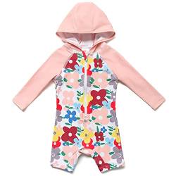 Mazuliso Mädchen Baby Badeanzug Mit Kapuze Lange Ärmel UPF50+ mit Reißverschluss(Pink2,92-98 cm) von Mazuliso