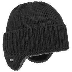 McBURN Anton Ohrenschutz Strickmütze Ohrenmütze Wintermütze Mütze Wollmütze Skimütze Herren - Made in Italy mit Futter, Futter Herbst-Winter - One Size schwarz von McBURN