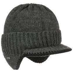 McBURN Dinder Peak Pull-On Hat Damen/Herren - Made in Italy Wintermütze Wollmütze Herrenmütze mit Futter, Futter Herbst-Winter - L/XL (58-61 cm) anthrazit von McBURN