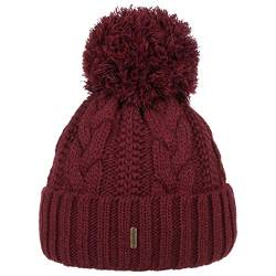 McBurn Giant Bommelmütze für Damen Bommelmützen Wintermütze mit Umschlag, Futter, Futter Herbst Winter (One Size - Bordeaux) von McBURN