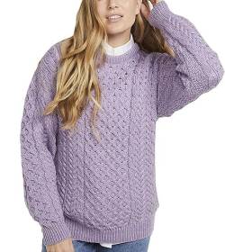 McLaughlin's Irish Shop Unisex Aran Sweater aus weicher Merinowolle.Lavendel. M. von McLaughlin's Irish Shop