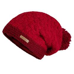 McRon Damen Gefütterte Beanie Wollmütze Aiden Rot von McRon