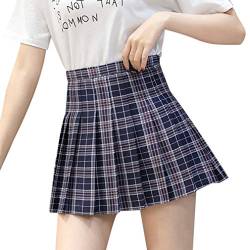 Mcaishen Frauen Rock Sommer Hohe Taille A-Line Rock Korean College Wind Joker Slim Faltenrock Cute Sweet Fashion Mini Faltenrock.(L,Navy) von Mcaishen