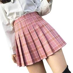 Mcaishen Frauen Rock Sommer Hohe Taille A-Line Rock Korean College Wind Joker Slim Faltenrock Cute Sweet Fashion Mini Faltenrock.(M,Pink) von Mcaishen