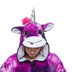 Mcdslrgo abnehmbare Flügel Einhorn Onesie Adult One Piece Pyjamas Cartoon Nachtwäsche Cosplay Kostüm Halloween Outfit (S, Purple) von Mcdslrgo