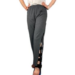 Damen Jogger Hose mit dekorativen Reißverschlüssen Sport Fitness Basic Reha Hose mit Durchgehende Seite Offen Freizeit Hose Jogginghose,A,L von Mdrcg