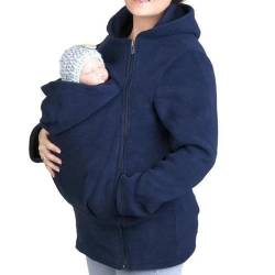 Mdrcg 3 in 1 Tragejacke Umstandsjacke für Mama und Baby Winter,Damen Langarm Umstandsjacke Warm Tragepullover mit Babyeinsatz,Blau,M von Mdrcg