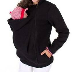 Mdrcg 3in1 Softshell Tragejacke Baby Umstandsjacke,Tragejacke für Mama und Baby Atmungsaktiv, Fleece Reißverschluss Freizeitjacke,Schwarz,L von Mdrcg