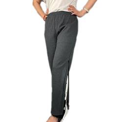 Mdrcg Damen Jogger Hose mit dekorativen Reißverschlüssen Sport Fitness Basic Reha Hose mit Durchgehende Seite Offen Freizeit Hose Jogginghose,B,M von Mdrcg