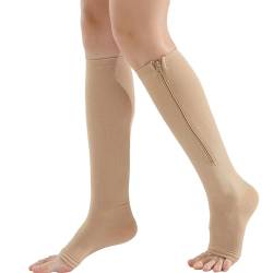 Mdrcg Kompressionsstrümpfe Mit Reißverschluss,Open Toe Compression Stockings,Thrombosestrümpfe Kompressionssocken,Stützstrümpfe Für Krampfadern, Ödeme,D,XXL von Mdrcg