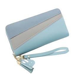 MdybF Geldbörse Damen Brieftaschen Für Frauen Große Brieftasche Lady Wallet Big Women Faux Leder Brieftasche-Blue2 von MdybF