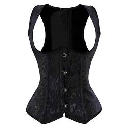 MeButy Sexy Erotik Dessous Nachtwäsche Frauen Brokat Stahl Entbeint Steampunk Tesla Underbust Korsett Taille Weste-Schwarz_XL von MeButy