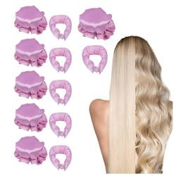 Heatless Curls Satin 6 Stück, Rutschfest,DIY Overnight Curls, Heatless Hair Curler Haarnudel DIY Haare Styling für Kurzes und Langes Haar,pink von MeLtor