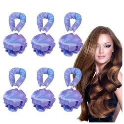 Lockenwickler Ohne Hitze 6 Stück, Rutschfest,DIY Overnight Curls, Haarlocken über Nacht Haarband Locken DIY Haare Styling für Kurzes und Langes Haar,purple von MeLtor