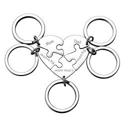 MeMeDIY 5 Stück Mutter Schwester personalisierte Herz Puzzle Keychain Customized für Freundin Liebhaber Edelstahl Schmuck Set Silber von MeMeDIY