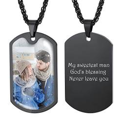 MeMeDIY Bild Kette Personalisiertes Foto mit Speziell Design Dogtag Hänger für Männer Frau Sie Ihn Farbe Schwarz-BB von MeMeDIY