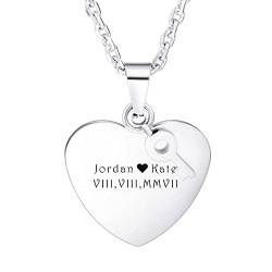 MeMeDIY Customized Name Halskette Personalisierte Gravur Geschenk für Männer Frauen Jungen Mädchen Edelstahl Herzschlüssel Anhänger mit 3 mm breiten 22-Zoll-Kette von MeMeDIY