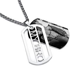 MeMeDIY Dog Tag Ketten Männer, Dogtag kette mit Gravur, Männer Ketten mit Bild/Namen/Ausgeschnittenem Design, Geschenk für Freund, Vater, Outdoor-Enthusiasten (Stil3) von MeMeDIY