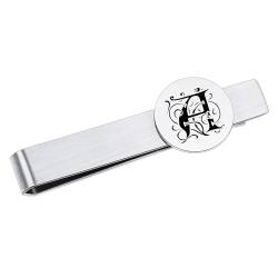 MeMeDIY Personalisiert Krawattenklammer mit Gravur Anfangsbuchstabe/Text/Foto Maßgeschneidert Edelstahl Krawattennadel Silber Krawattennadel Skinny Business Tie Clip für Männer Herren -B1 von MeMeDIY