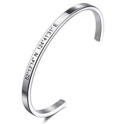 MeMeDIY Personalisierte Armband Gravur Name Identifizierung ID Angepasst für Männer Frauen Mädchen Jungen Wasserdicht Edelstahl Einstellbare Stulpearmband (4mm Breite, Silber Farbe) von MeMeDIY