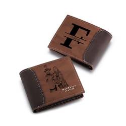 MeMeDIY Personalisierte Bifold Leder Brieftaschen für Männer Individuell Foto/Initiale/Text Herren Geldbörsen Personalisierte Brieftasche Geschenke für Männer (B2-Initialen & Innentext, Hellbraun) von MeMeDIY