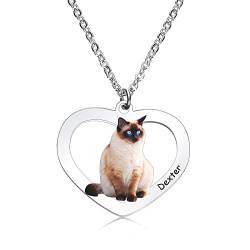 MeMeDIY Personalisierte Foto Halskette, Geschenke für Frauen, Edelstahl Anhänger Halskette, Haustierbild Halsketten, Katze, Hund Gedenkgeschenke, Geburtstags Geschenke für Hunde Liebhaber von MeMeDIY