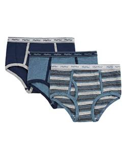 MeMoi 3er-Pack Jungen Slips aus weicher Baumwollmischung, Blau meliert gestreift, 6 von MeMoi